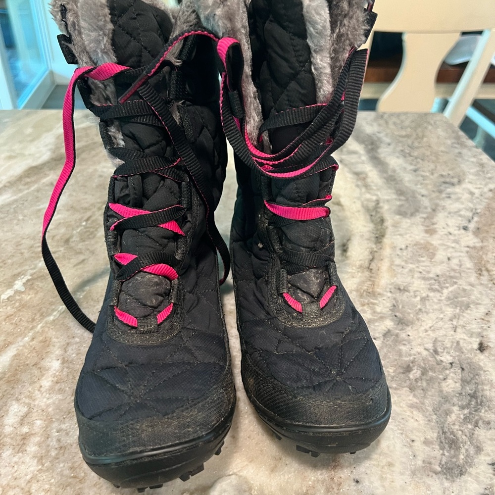 Black and pink Childs boots